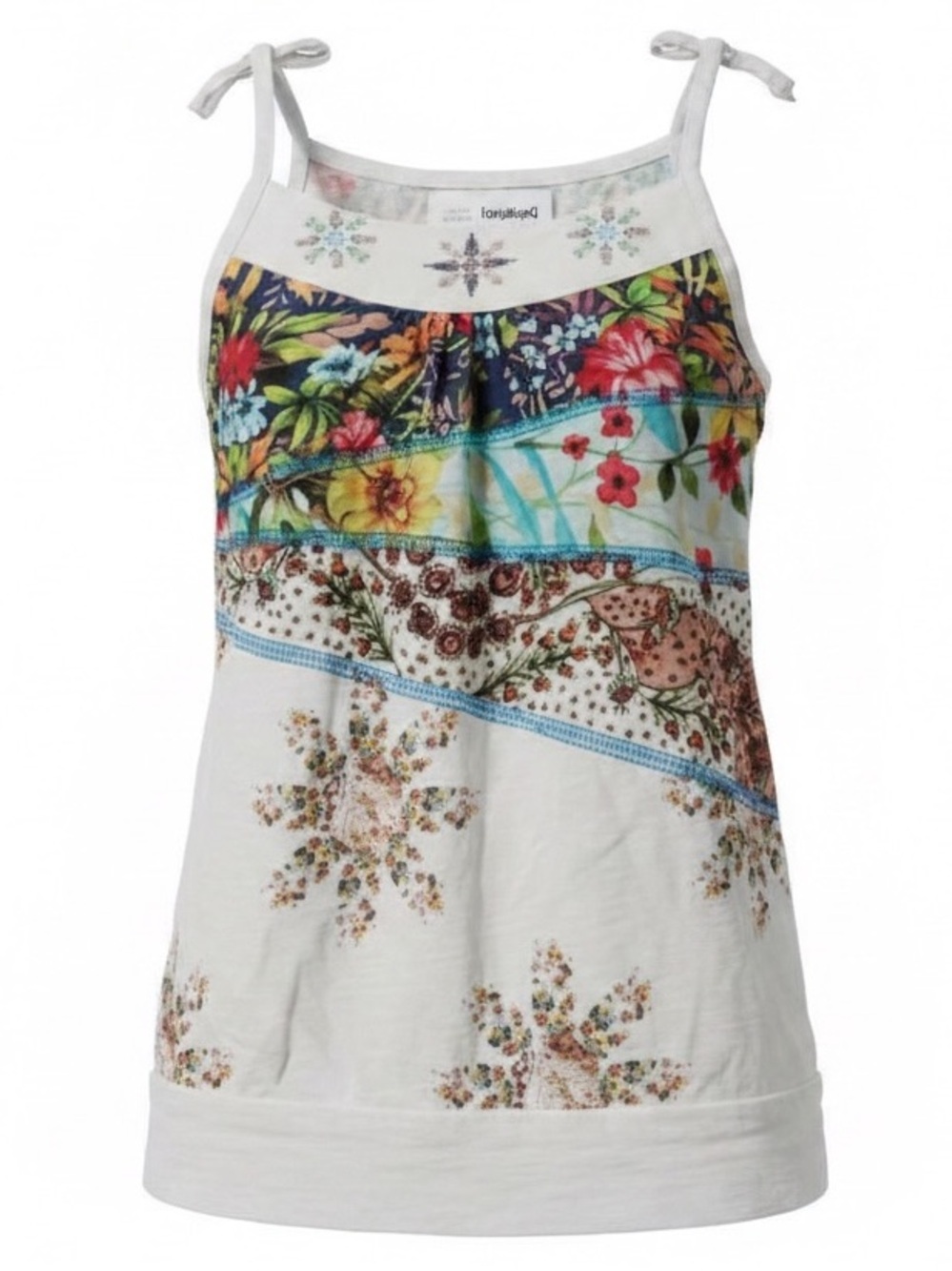 Desigual Girls Floral Patchwork Cotton Camisole Tank Top - Size 5/6